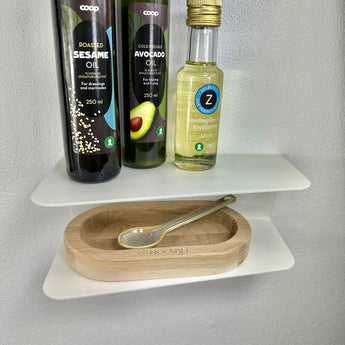 Væghængt skrå hylde, hvid