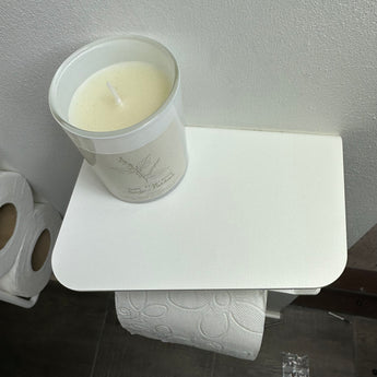 Holder til toiletpapir med hylde, hvid