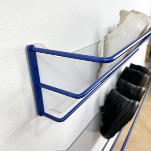 Skohylde Nohr, blå med sko i