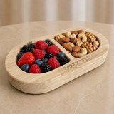 snackfad m. 2 rum i egetræ